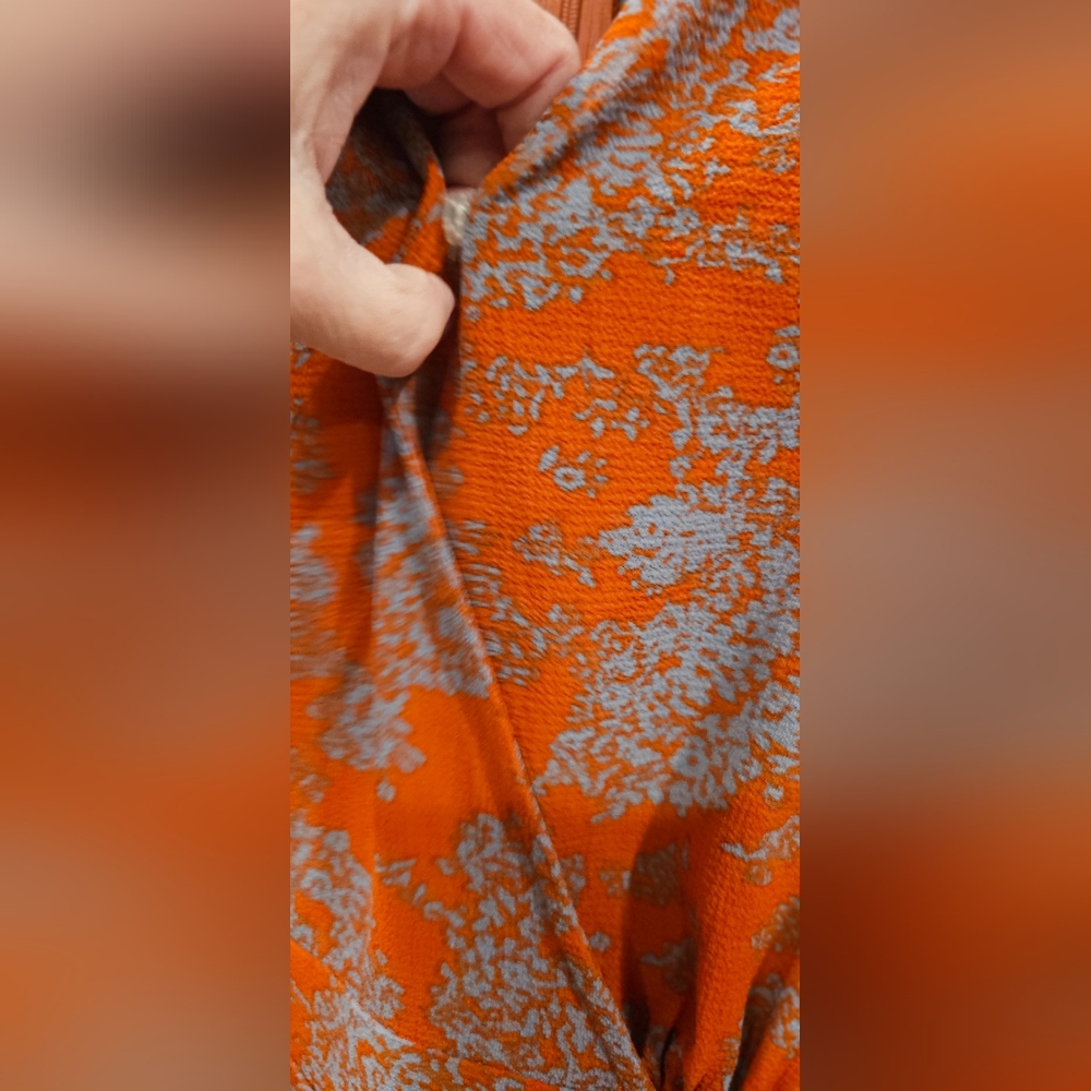 142 - Floral Patterned Orange Romper - image 4